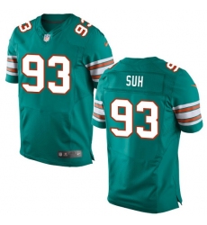 Men's Nike Miami Dolphins #93 Ndamukong Suh Elite Aqua Green Alternate NFL Jersey
