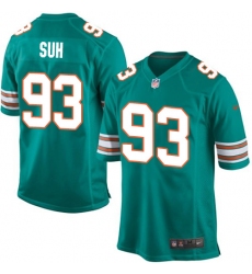 Youth Nike Miami Dolphins #93 Ndamukong Suh Game Aqua Green Alternate NFL Jersey