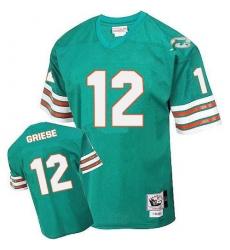 Mitchell and Ness Miami Dolphins #12 Bob Griese Aqua Green Team Color Authentic Throwback NFL Jersey
