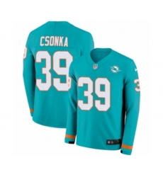 Youth Nike Miami Dolphins #39 Larry Csonka Limited Aqua Therma Long Sleeve NFL Jersey