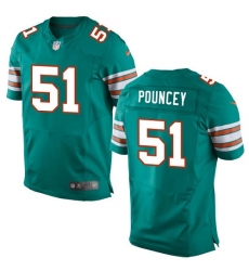 Men's Nike Miami Dolphins #51 Mike Pouncey Elite Aqua Green Alternate NFL Jersey