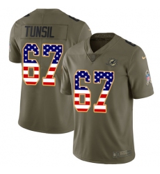 Men's Nike Miami Dolphins #67 Laremy Tunsil Limited Olive/USA Flag 2017 Salute to Service NFL Jersey