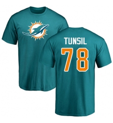 NFL Nike Miami Dolphins #78 Laremy Tunsil Aqua Green Name & Number Logo T-Shirt