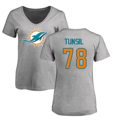 NFL Women's Nike Miami Dolphins #78 Laremy Tunsil Ash Name & Number Logo T-Shirt