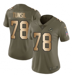 Women's Nike Miami Dolphins #78 Laremy Tunsil Limited Olive Gold 2017 Salute to Service NFL Jersey