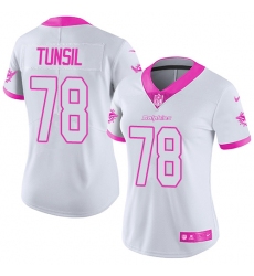 Women's Nike Miami Dolphins #78 Laremy Tunsil Limited White Pink Rush Fashion NFL Jersey