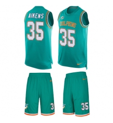 Men's Nike Miami Dolphins #35 Walt Aikens Limited Aqua Green Tank Top Suit NFL Jersey