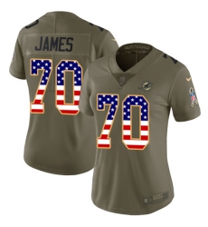 Women's Nike Miami Dolphins #70 Ja'Wuan James Limited Olive/USA Flag 2017 Salute to Service NFL Jersey