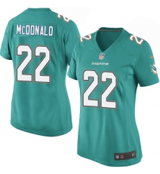 Women's Nike Miami Dolphins #22 T.J. McDonald Game Aqua Green Team Color NFL Jersey