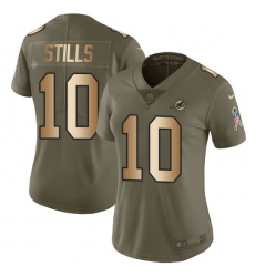 Women's Nike Miami Dolphins #10 Kenny Stills Limited Olive/Gold 2017 Salute to Service NFL Jersey