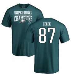 Nike Philadelphia Eagles #87 Brent Celek Green Super Bowl LII Champions T-Shirt