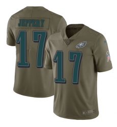 Men's Nike Philadelphia Eagles #17 Alshon Jeffery Limited Olive 2017 Salute to Service NFL Jersey