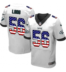 Men's Nike Philadelphia Eagles #56 Chris Long White Road USA Flag Fashion NFL Jersey