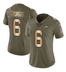 Women's Nike Philadelphia Eagles #6 Caleb Sturgis Limited Olive/Gold 2017 Salute to Service NFL Jersey
