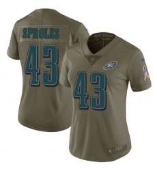 Women's Nike Philadelphia Eagles #43 Darren Sproles Limited Olive 2017 Salute to Service NFL Jersey