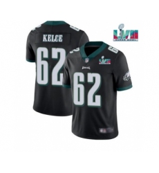 Men's Philadelphia Eagles #62 Jason Kelce Black Super Bowl LVII Patch Vapor Untouchable Limited Stitched Jersey