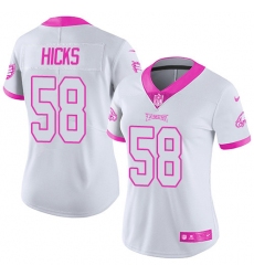 Women's Nike Philadelphia Eagles #58 Jordan Hicks Limited White/Pink Rush Fashion NFL Jersey
