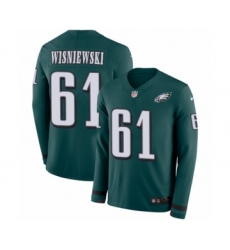 Men's Nike Philadelphia Eagles #61 Stefen Wisniewski Limited Green Therma Long Sleeve NFL Jersey