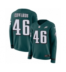 Women's Nike Philadelphia Eagles #46 Herman Edwards Limited Green Therma Long Sleeve NFL Jersey