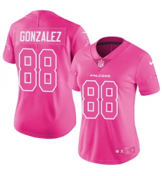 Women's Nike Atlanta Falcons #88 Tony Gonzalez Limited Pink Rush Fashion NFL Jersey