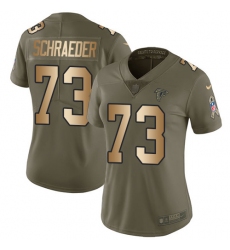 Women's Nike Atlanta Falcons #73 Ryan Schraeder Limited Olive/Gold 2017 Salute to Service NFL Jersey