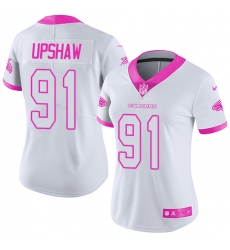 Women's Nike Atlanta Falcons #91 Courtney Upshaw Limited White/Pink Rush Fashion NFL Jersey