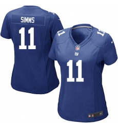 Women's Nike New York Giants #11 Phil Simms Game Royal Blue Team Color NFL Jersey
