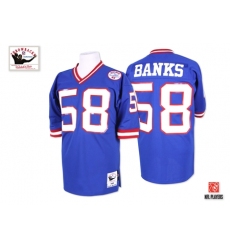 Mitchell and Ness New York Giants #58 Carl Banks Blue Authentic Throwback NFL Jersey