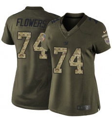 Women's Nike New York Giants #74 Ereck Flowers Elite Green Salute to Service NFL Jersey