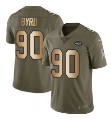 Men's Nike New York Jets #90 Dennis Byrd Limited Olive/Gold 2017 Salute to Service NFL Jersey