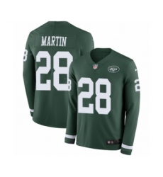 Youth Nike New York Jets #28 Curtis Martin Limited Green Therma Long Sleeve NFL Jersey