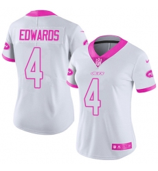 Women's Nike New York Jets #4 Lac Edwards Limited White/Pink Rush Fashion NFL Jersey