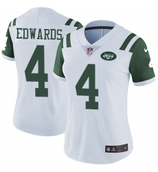 Women's Nike New York Jets #4 Lac Edwards White Vapor Untouchable Limited Player NFL Jersey