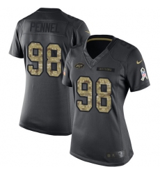 Women's Nike New York Jets #98 Mike Pennel Limited Black 2016 Salute to Service NFL Jersey