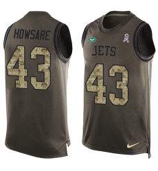 Men's Nike New York Jets #43 Julian Howsare Limited Green Salute to Service Tank Top NFL Jersey