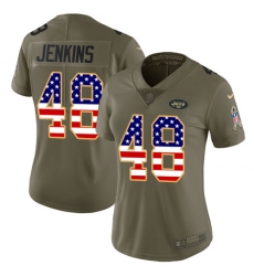 Women's Nike New York Jets #48 Jordan Jenkins Limited Olive/USA Flag 2017 Salute to Service NFL Jersey