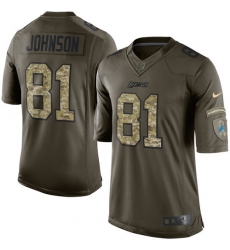 Youth Nike Detroit Lions #81 Calvin Johnson Elite Green Salute to Service NFL Jersey