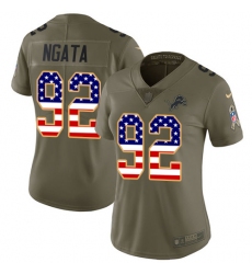 Women's Nike Detroit Lions #92 Haloti Ngata Limited Olive/USA Flag Salute to Service NFL Jersey