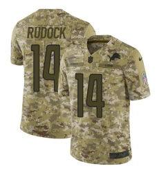 Youth Nike Detroit Lions #14 Jake Rudock Limited Camo 2018 Salute to Service NFL Jersey