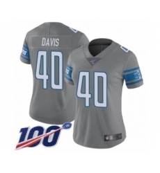 Women's Detroit Lions #40 Jarrad Davis Limited Steel Rush Vapor Untouchable 100th Season Football Jersey