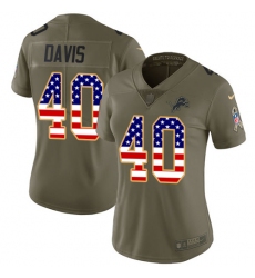 Women's Nike Detroit Lions #40 Jarrad Davis Limited Olive/USA Flag Salute to Service NFL Jersey