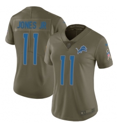 Women's Nike Detroit Lions #11 Marvin Jones Jr Limited Olive 2017 Salute to Service NFL Jersey