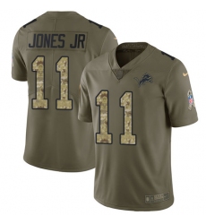 Youth Nike Detroit Lions #11 Marvin Jones Jr Limited Olive/Camo Salute to Service NFL Jersey