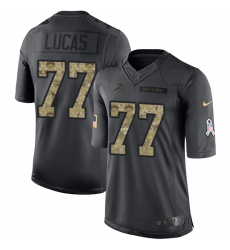 Men's Nike Detroit Lions #77 Cornelius Lucas Limited Black 2016 Salute to Service NFL Jersey