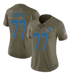 Women's Nike Detroit Lions #77 Cornelius Lucas Limited Olive 2017 Salute to Service NFL Jersey