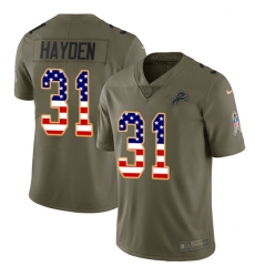 Youth Nike Detroit Lions #31 D.J. Hayden Limited Olive/USA Flag Salute to Service NFL Jersey