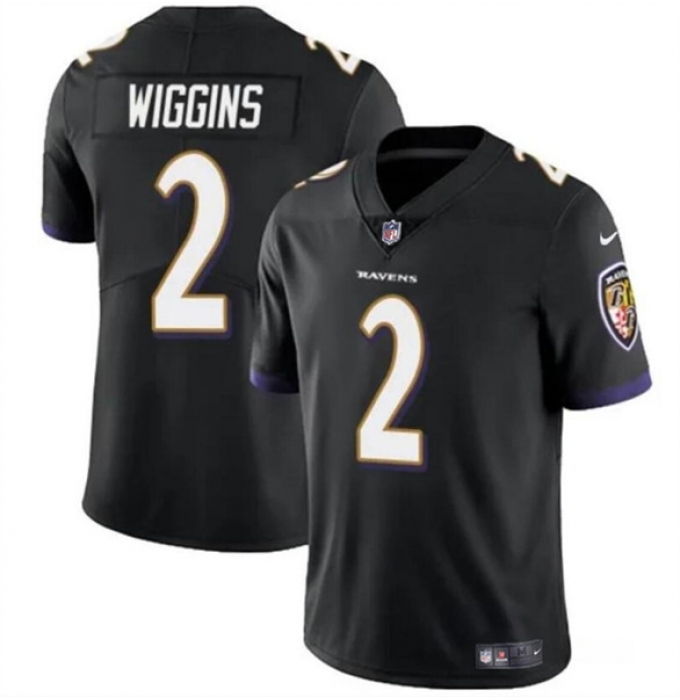Men's Baltimore Ravens #2 Nate Wiggins Black 2024 Draft Vapor Limited Football Jersey