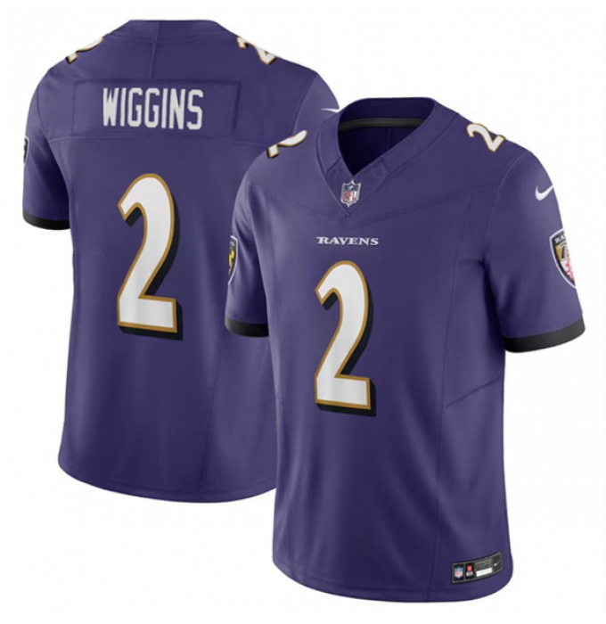 Men's Baltimore Ravens #2 Nate Wiggins Purple 2024 Draft F.U.S.E. Vapor Limited Football Jersey