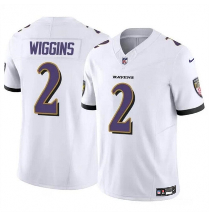 Men's Baltimore Ravens #2 Nate Wiggins White 2024 Draft F.U.S.E. Vapor Limited Football Jersey