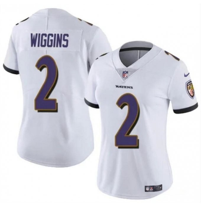 Women's Baltimore Ravens #2 Nate Wiggins White 2024 Draft Football Jersey(Run Small)